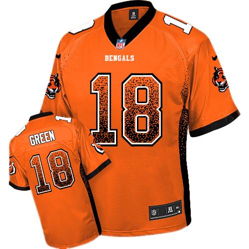 Youth Elite A.J. Green Nike Jersey Orange - #18 Drift Fashion NFL Cincinnati Bengals